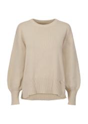 Cotton beige women's basic sweater SWEDT-0199-81(Z23)-04