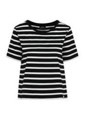 Women's T-shirt in black and white stripes TSHDT-0136-99(W25)-01