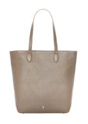 Leather shopper bag in cool beige color TORES-1312-1K(Z26). Front view on a white background.