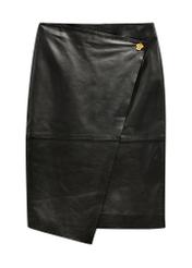 Black leather skirt with decoration SPCDS-0085-99(Z26), front product view on white background.