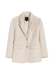 Women's white wool coat PLADT-0072-0B(W26), front product view on white background.