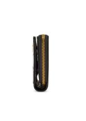 Black women's croco wallet PORES-0888B-99(Z25), product view from the side on a white background.