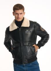 Black men's sheepskin coat TOP GUN FUTMP-0003-99(Z24)-02