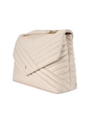 Cream leather women's handbag with quilting TORES-1286-0B(W26) - diagonal product view, on a white background.