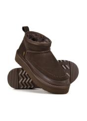 Brown women's snow boots BUTYD-1220-1I(Z26), diagonal product view on a white background.