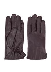 Men's brown leather gloves REKMS-0009A-1I(Z26), front product view on white background.