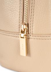 Beige leather women's backpack TORES-0898E-1B(W26) - close-up detail, on white background.