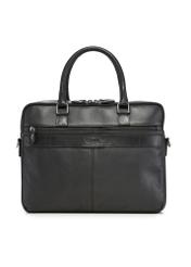 Black leather two-compartment men's bag TORMS-0525-99(Z26) - product view from the back, on a white background.