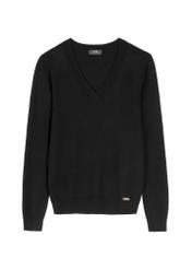 Black sweater with V-neck SWEDT-0201-99(W26)