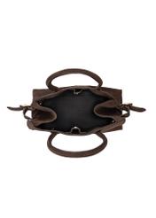 Dark brown leather shopper bag TORES-1412-1H(Z26). Top view on a white background.