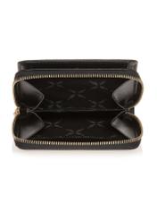 Small black leather women's wallet PORES-0833R-99(Z25) - open product view from above on white background.