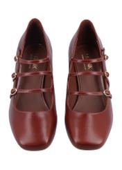 Women's leather pumps in cognac color BUTYD-1350-1F(Z26), front product view on white background.