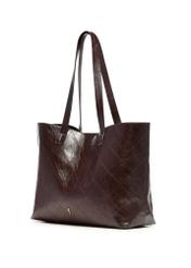Burgundy women's shopper bag with stitching TOREC-1247-4D(Z26), diagonal product view on a white background.