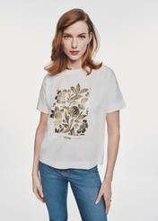 White women's t-shirt with floral print TSHDT-0132-12(Z24)-02