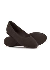 Women's suede ballet flats in brown color BUTYD-1247-1I(W26), diagonal product view on a white background.