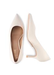 Cream leather women's pumps BUTYD-1031A-0B(W26), product view from above on white background.
