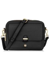Black two-compartment shoulder bag TOREC-0405C-99(Z25) - front view of the product on a white background.