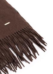 Dark brown women's scarf with wool SZADT-0232-1I(Z26), close-up of product detail on a white background.