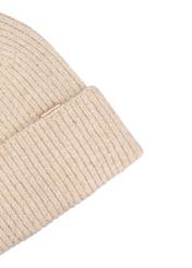 Beige women's hat with wool CZADT-0218-1B(Z26), close-up of the product detail on a white background.