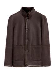 Men's brown leather sheepskin coat KOZMS-0025-3190(Z25), front product view on a white background.