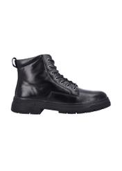 Black men's leather ankle boots BUTYM-0570-99(Z26), side view of the product on a white background.