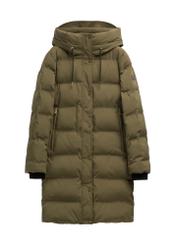 Women's khaki winter jacket KURDT-0700-8D(Z26) - front product view, on white background.