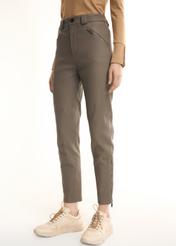 Women's grey leather pants SPODS-0031-1263(Z22)-01