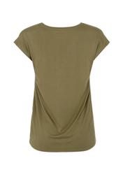 Women's olive T-shirt with applique TSHDT-0066-55(W22)-04