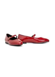 Red leather ballet flats with belt BUTYD-1145-4B(W26), diagonal product view on white background.