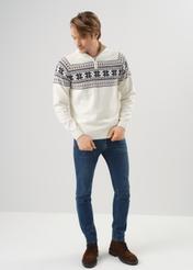 Cream Norwegian pattern men's sweater SWEMT-0133-12(Z24)-02