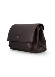 Dark brown leather women's shoulder bag TORES-1347-1I(Z26), diagonal product view on a white background.