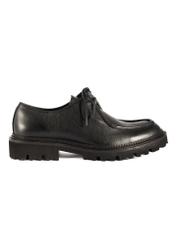 Black men's leather shoes BUTYM-0524-9I(Z26), side view of the product on a white background.