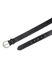 Women's black leather belt with animal motif PASDS-0274-9G(Z26), top view of the product on a white background.