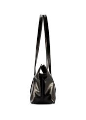 Black women's handbag with gloss TOREC-1205-9F(W26) - product view from the side, on a white background.