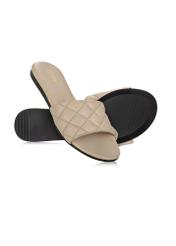 Leather beige quilted flip-flops BUTYD-1066-81(W24)-04