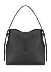 Black imitation leather shopper bag TOREC-0903-99(W24)-04