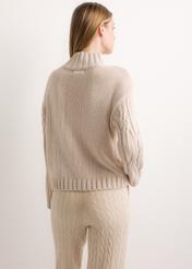 Women's oversized sweater in light beige SWEDT-0278-1A(Z26), product view from the back on the model. Half of the silhouette visible.