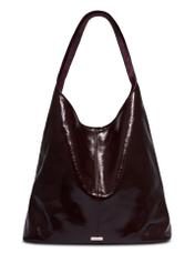 Burgundy leather shopper bag TORES-1372-4D(Z26), front product view on white background.
