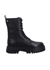 Black women's leather ankle boots BUTYD-1004-99(Z26) – side view of the product on a white background.
