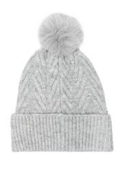 Gray women's hat with a pompom CZADT-0175-91(Z24)-02