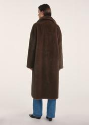 Long brown women's fur coat FUTDP-0072-89(Z25) - back view of the product on a white background.