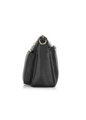 Black women's messenger bag made of imitation leather TOREC-0966A-99(Z25) - side view of the bag on a white background.