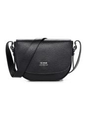 Black leather women's shoulder bag TORES-1218-9I(W26), front product view on white background.