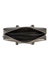 Roomy men's bag made of black leather TORMS-0471-99(Z25), product view inside on a white background.