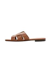 Women's camel flip-flops with braid BUTYD-0904D-1D(W26), side view of the product on a white background.