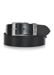 Leather black men's belt PASMS-0127C-98(Z24)-01