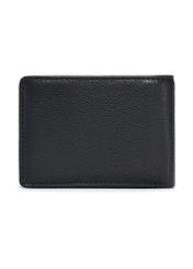 Black small leather men's wallet PORMS-0634A-99(Z25), product view from the back on a white background.