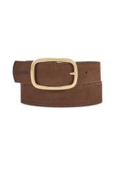 Brown leather women's belt PASDS-0339-1H(W26), product view from the front on a white background.