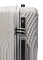 Small wheeled suitcase WALAB-0088-1A-19(W26), close-up of the zipper on a white background.