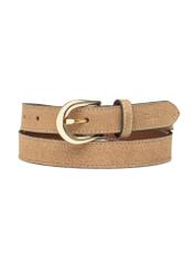 Dark beige leather women's belt PASDS-0303-1C(W26) - front product view, on white background.